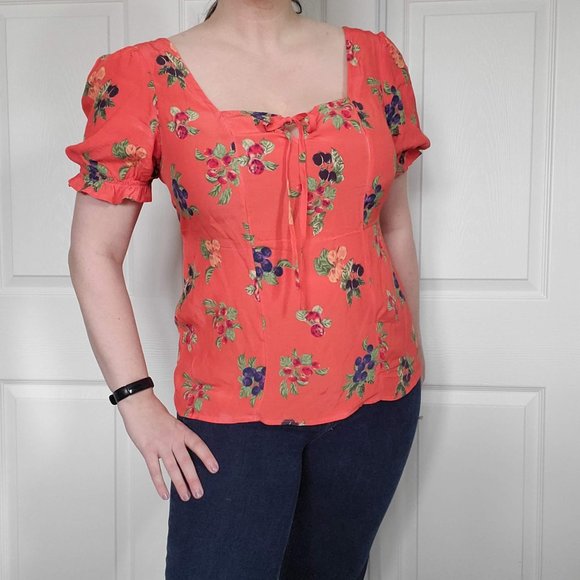 Monsoon Ramita Floral Print Blouse, Orange/Multi - Size 10 - NWT - Picture 2 of 7